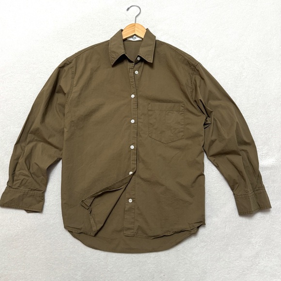 THE FRANKIE SHOP sz S KHAKI EVERYDAY SHIRT Twill Cotton Oversized Relaxed - Picture 4 of 8